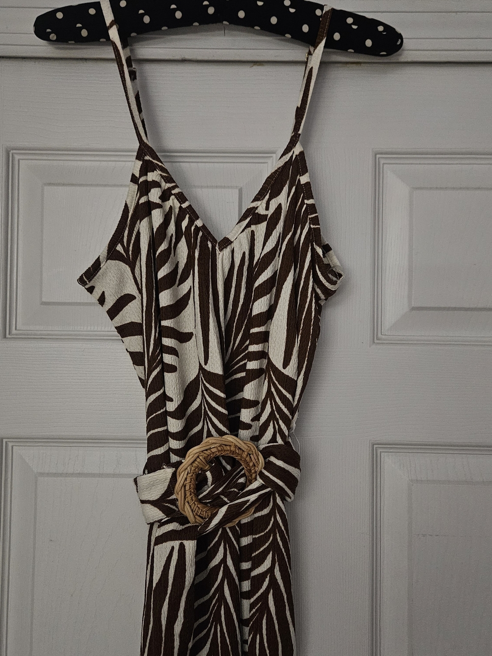 Brown & Cream Zebra Print Jumpsuit with Woven Belt